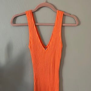 Fashion Nova orange ribbed tank bodycon dress M